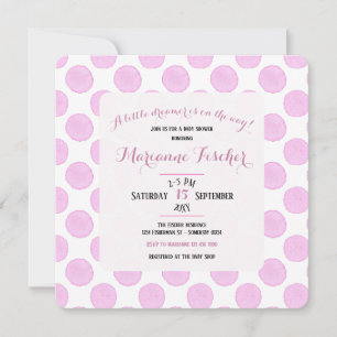 Retro Rosa Punkte Mädchen Baby Shower Einladung