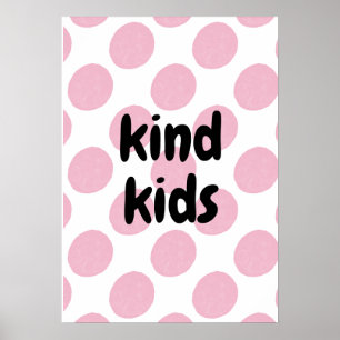 Retro-Rosa-Punkte-Muster Moderne Kinderzimmer-Druc Poster