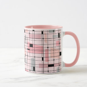 Retro-Rosa-Raster-und-Starburst-Kaffeetasse Tasse