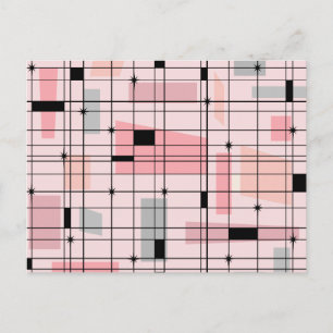 Retro-Rosa-Raster-und-Sternen-Postkarte Postkarte