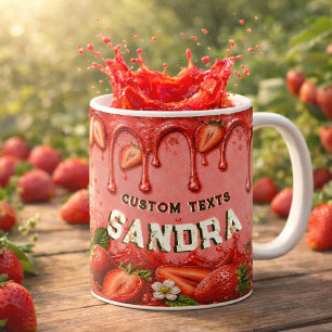Retro-Rosa-Rot-Erdbeere-Frucht-Partygeschenk Kaffeetasse