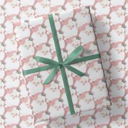 Retro-Rosa-Rot Vintage Weihnachtsmann Weihnachten Geschenkpapier