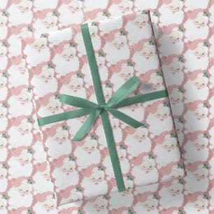 Retro-Rosa-Rot Vintage Weihnachtsmann Weihnachten Geschenkpapier