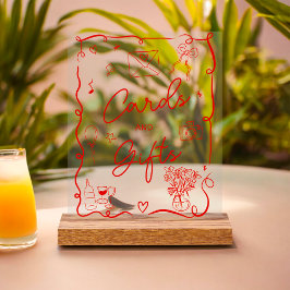 Retro rosa rotes illustriertes Brautparty Acrylschild