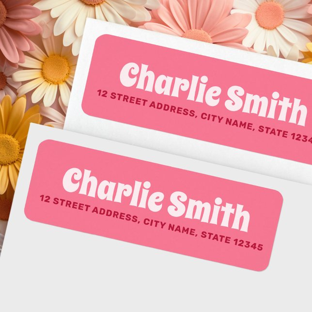 Retro-rosa Rücksendeadresse (Retro pink return address label)