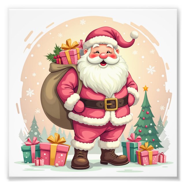 Retro rosa Santa Claus Fotodruck (Vorne)