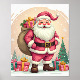 Retro rosa Santa Claus Poster