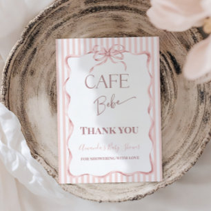 Retro Rosa Schleife Cafe Bebe Mädchen Kaffee Baby Dankeskarte