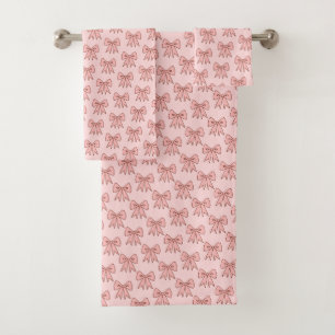 Retro-Rosa-Schleifen-Badezimmer-Handtuch-Set Badhandtuch Set
