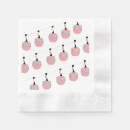 Retro Rosa Skilift Skilift Skifahrer Serviette