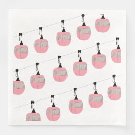 Retro Rosa Skilift Skilift Skifahrer Serviette