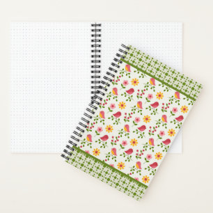 Retro Rosa Spring Birds Panel Journal Notizbuch