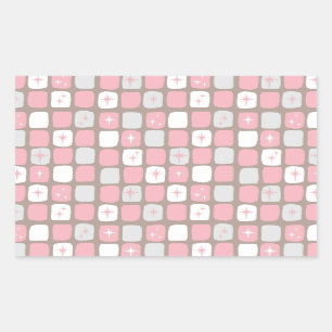 Retro Rosa Starbursts Rechteck-Aufkleber Rechteckiger Aufkleber