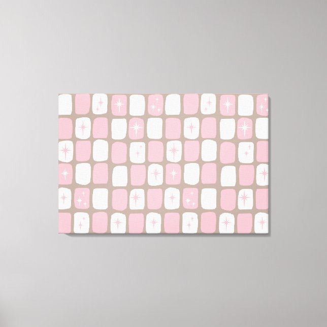 Retro-Rosa-Sternenexplosion auf Leinwand (Vorderseite)