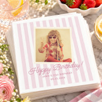 Retro-Rosa-Streifen-Foto-Geburtstag