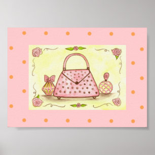 Retro-Rosa-Taschentuch-Duft-Boutique-Wandkunst-Dru Poster