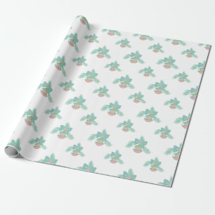 Retro-Rosa und Aqua-Ornamente Umschlagpapier Geschenkpapier