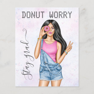 Retro-Rosa und Blau Donut Mädchen Abschluss Flyer