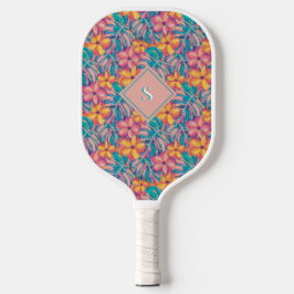 Retro Rosa und Gelb Florals Pickleball Schläger