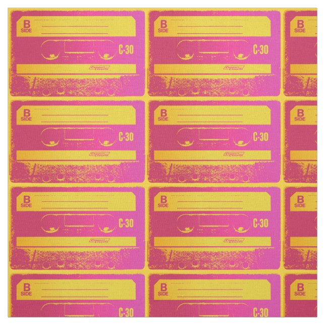 Retro-Rosa und gelbes Kassettenband Stoff (Muster)