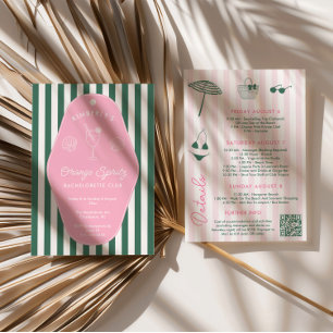 Retro Rosa und grüne Beverly Hills Bachelorette Einladung