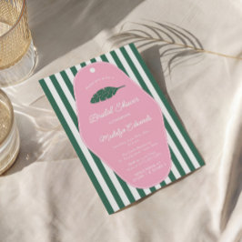 Retro-Rosa und grünes Bananenleaf-Brautparty Einladung