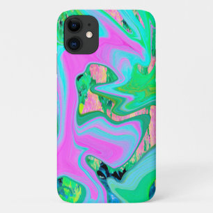 Retro Rosa und Hellblau Liquid Art auf Hortensie Case-Mate iPhone Hülle