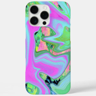 Retro Rosa und Hellblau Liquid Art auf Hortensie iPhone 16 Pro Max Hülle