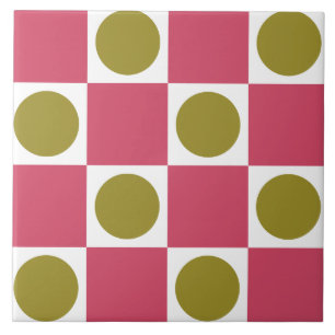 Retro Rosa und Olive Kreis Check Fliese