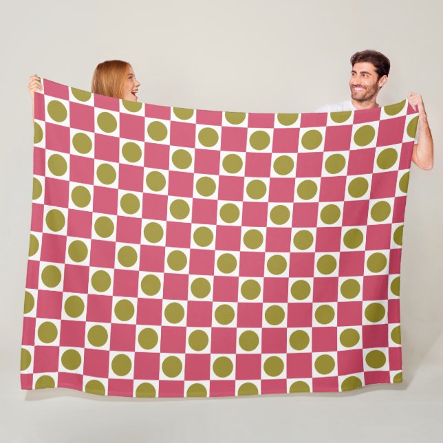 Retro-Rosa-und Olivenkreislauf-Karo Fleecedecke (Beispiel)