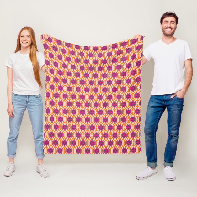 Retro Rosa und Orange Modernes geometrisches Muste Fleecedecke (Beispiel)