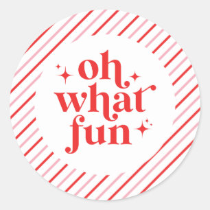 Retro Rosa und Rot Oh, was Spaß Runder Aufkleber