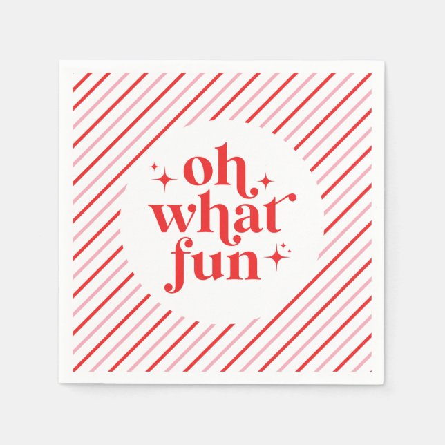 Retro Rosa und Rot Oh, was Spaß Serviette (Vorderseite)