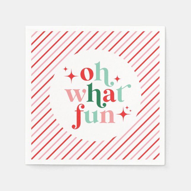 Retro Rosa und Rot Oh, was Spaß Serviette (Vorderseite)