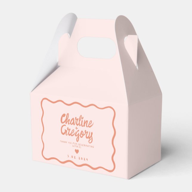 Retro-Rosa- und Rot-Wavy-Handschrift Geschenkschachtel (Vorderseite)