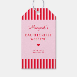 Retro Rosa und Rote Streifen Bachelorette Wochenen Geschenkanhänger