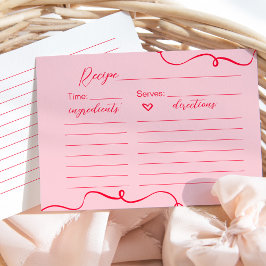 Retro rosa und rotes Rezept für die Brautkarte Einladung