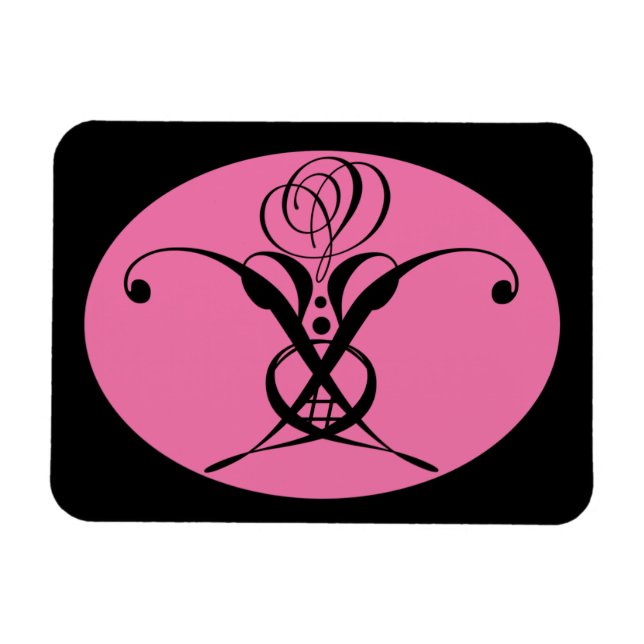 Retro Rosa und Schwarz Geblüht Rose Magnet (Horizontal)