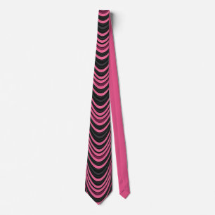 Retro Rosa und Schwarzes Wellenförmiges Abstract-M Krawatte