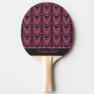 Retro Rosa und Schwarzes Wellenförmiges abstraktes Tischtennis Schläger