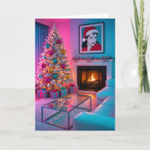 Retro-Rosa-und-Türkis-Weihnachtsbaum-Feiertagskart