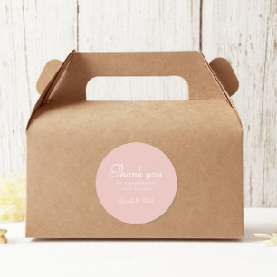 Retro Rosa und Weiß Danke Bäckerei Runder Aufkleber