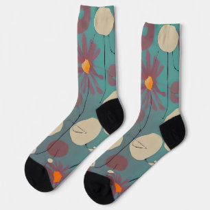Retro rosa und weiße Blumen  Socken