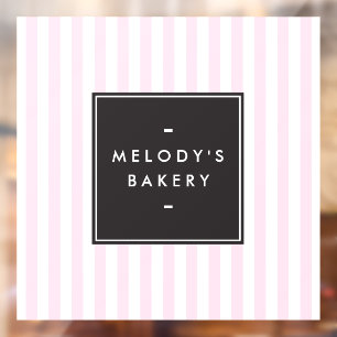 Retro Rosa und Weiße Streifen Bäckerei Fensteraufkleber