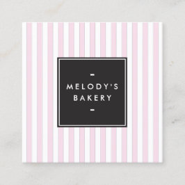 Retro Rosa und Weiße Streifen Bäckerei Quadratische Visitenkarte