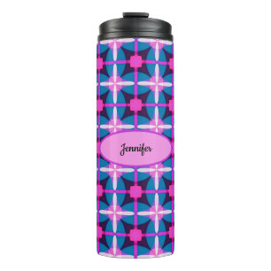 Retro Rosa, Violett & Blau Geometrische Reisebeche Thermosbecher