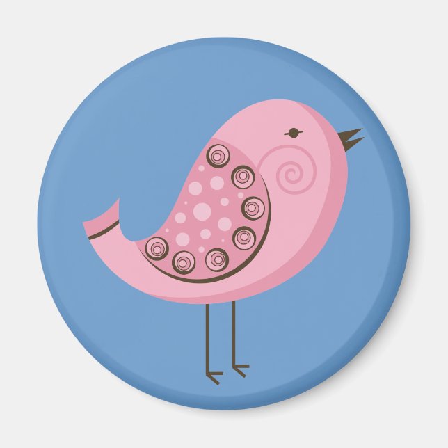 Retro Rosa Vogel Magnet (Vorne)