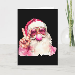 Retro Rosa Weihnachtsmann pustet Kaugummi Lustig F Karte
