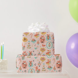 Retro-Rosa-Weihnachtspapierrolle Geschenkpapier
