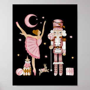 Retro Rosa Zuckerpflaumenfee Nussknacker Weihnacht Poster
